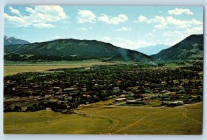 1960 Livingston Montana Postcard Panorama View City Showing Entrance Yellowstone
