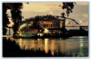 c1950's Luxurious Steamboat Mississippi Queen Tied Up Wabasha Minnesota Postcard