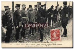 Postcard Old Army Maneuvers of Bourdonnais 1909 General Tremeau receives the ...