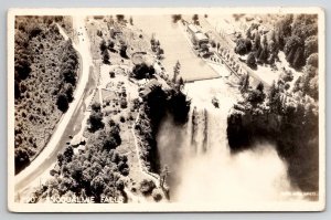 Aerial View Snoqualmie Falls Washington RPPC Real Photo Seattle Postcard A45