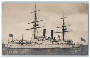 US Navy Ship Postcard RPPC Photo USS Boston E Muller Rotograph c1905 Antique