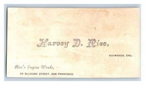 1870s-80s Business Card Rice Engine Works Haywards, CA P179