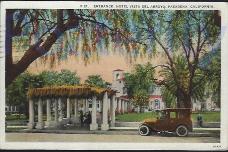 ENTRANCE HOTEL VISTA DEL ARROYO 1928 PASADENA  CALIFORNA