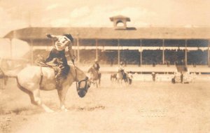 RPPC WESTERN COWBOY RODEO HORSES MONTANA ACE WOODS REAL PHOTO POSTCARD c. 1920s