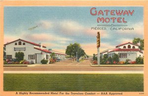 1940s Merced California Gateway Motel occupation roadside Postcard 25-4388