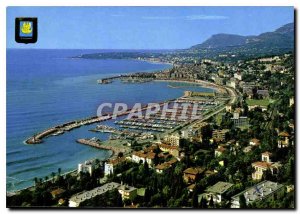 Postcard Moderne Menton general view in the background Roquebrune Cap Martin