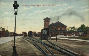 Bay City MI Union RR Train Depot Station c1910 Postcard