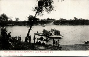 Postcard CA Sacramento Ferry Crossing The Sacramento River Fancy Hats ~1905 M75