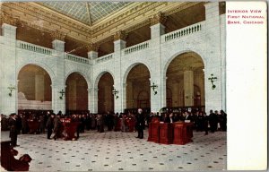 Interior View First National Bank Chicago IL c1911 Vintage Postcard A67