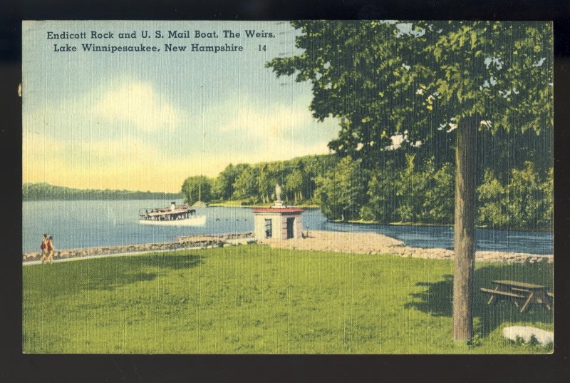 The Weirs, Lake Winnipesaukee, New Hampshire/NH Postcard, US Mail Boat