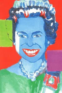 Queen Elizabeth As Punk Rock Rocker God Save The Painting Advertising Postcard