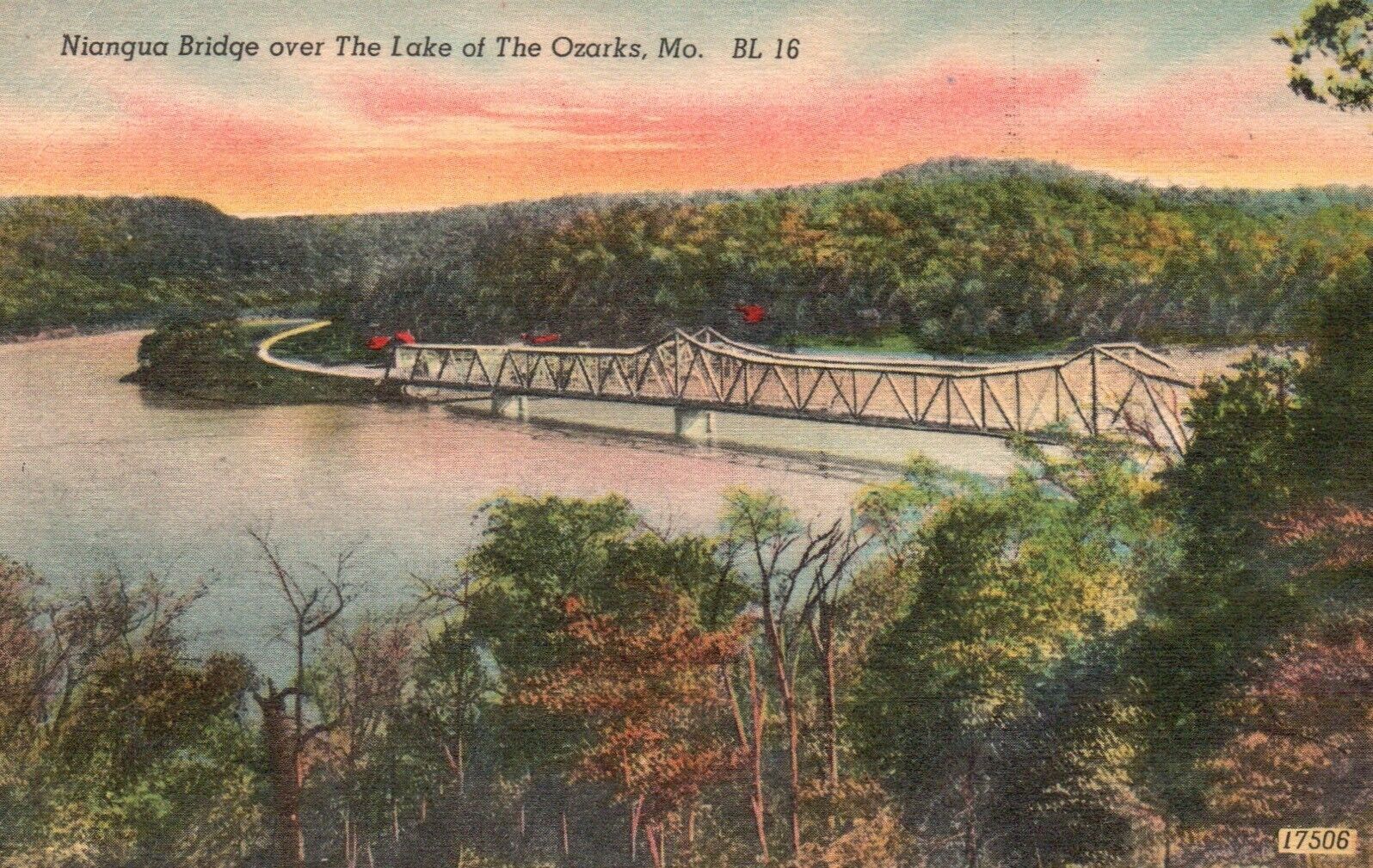 Postcard MO Lake of the Ozarks Niangua Bridge Posted 1948 Linen Vintage