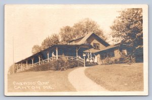 J96/ Canton Maine RPPC Postcard c1910 Pinewood Camp Pavilion 375