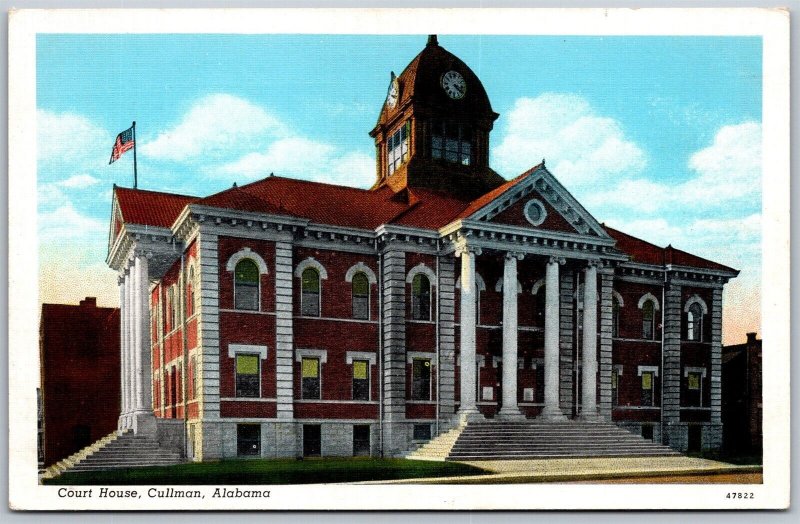Vtg Cullman Alabama AL Court House 1930s Old Unused Linen View Postcard