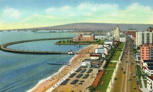 Ocean Boulevard, Municipal Auditorium and Rainbow Pier, CA Vintage Postcard P87