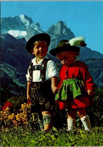 Germany Garmisch Partenkirchen Young Children In Typical Dress