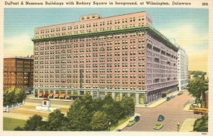 Vintage Postcard 1920's DuPont & Numerous Buildings Rodney Square Wilmington DE