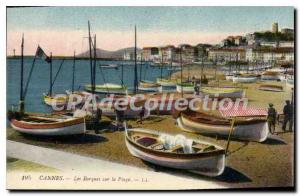 Postcard Old Cannes on Fishing Boats on the Beach