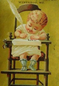 H.E Morton Boots Shoes Rubbers Hats & Caps,Baby Writing High-Chair Ink-Well C3