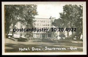 h5001 - SHERBROOKE Quebec 1950s Hospital. Hotel Dieu. Real Photo Postcard