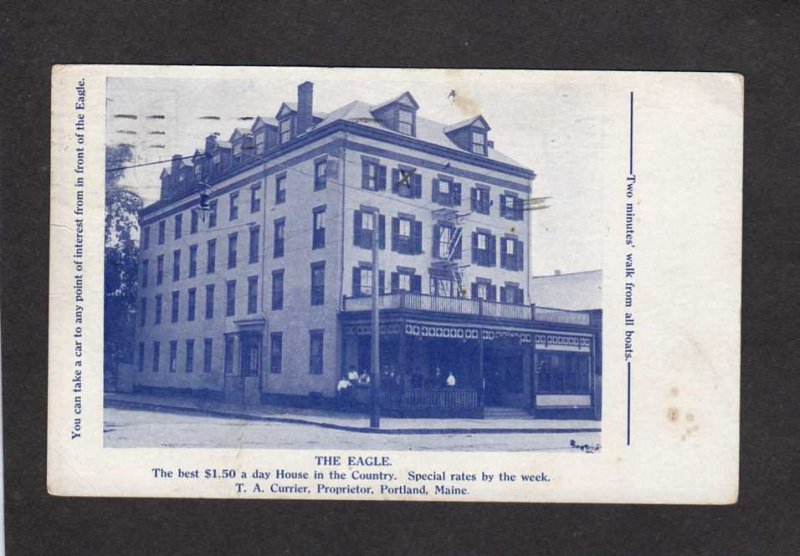 ME The Eagle Rooming House Hotel Inn Portland Maine Postcard Currier 1910