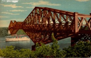 Canada Quebec Ocean Liner Clearing The Quebec Bridge