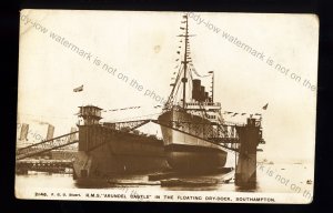 UC001 - Union Castle Liner - Arundel Castle in Floating Dock - postcard