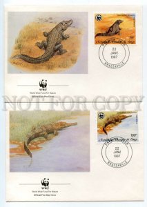 491299 Congo crocodiles 1987 year WWF set of FDC