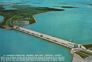 Postcard Saint Lawrence Power Dam Massena New York Cornwall Ontario Canada