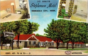 Postcard Stephenson Motel in Nebraska City, Nebraska~137050