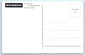 SWISSAIR  CONVAIR-LINER Airplane  c1950s  Postcard