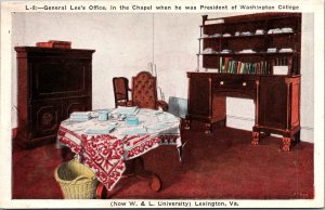 General Lee's Office, Washington & Lee University Lexington VA Postcard O55