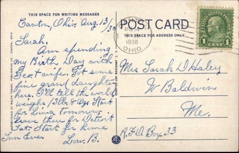 Canton OH Molly Stark Sanatorium c1920s Postcard