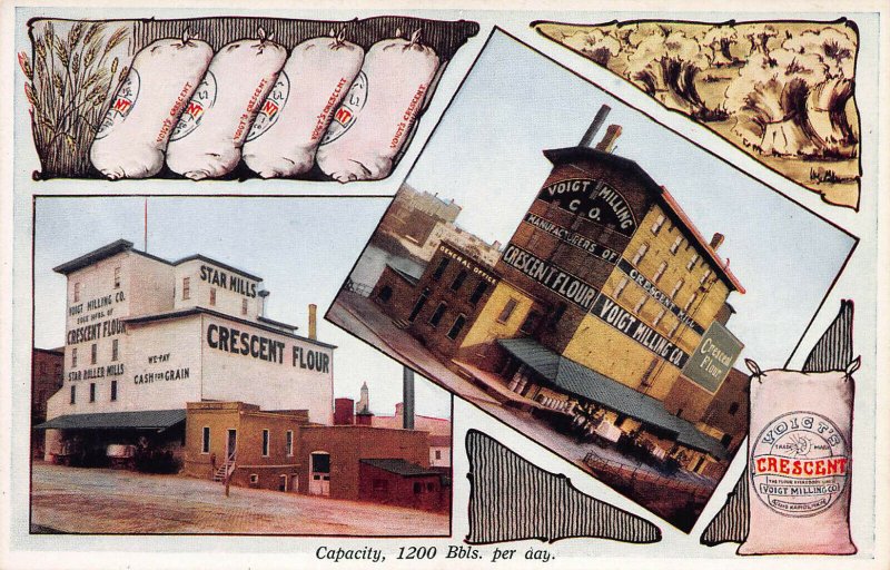 Voight's Crescent Flour Mill, Grand Rapids, Michigan, Early Postcard, Unused