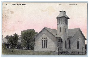 1908 M.E. Church Chapel Exterior Building Sedan Kansas Vintage Antique Postcard