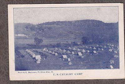 US Cavalry Camp RARE MILITARY 1906 udb FT Ethan Allen VT ...