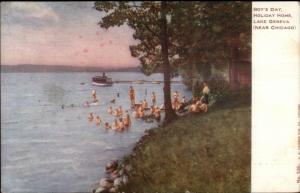 Boy's Day Lake Geneva Near Chicago c1905 UDB Postcard