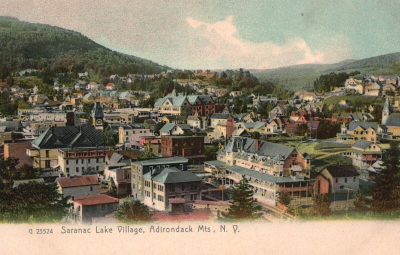 Vintage Postcard Saranac Lake Village Adirondack Mts N.D. Rotograph Co.
