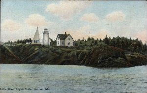 Cutler Harbor Maine ME Little River Light Lighthouse c1910 Vintage Postcard