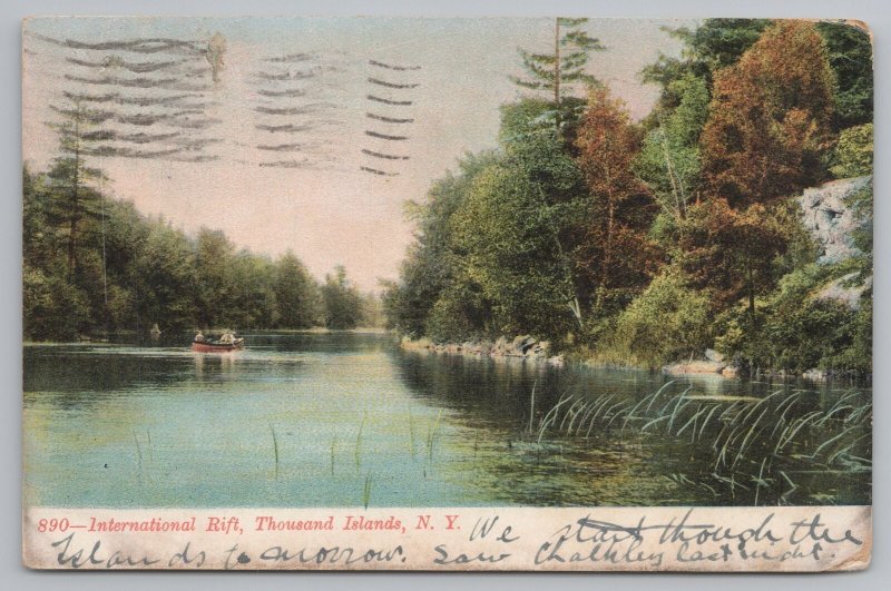 New York~Thousand Islands International Rift~Canoeing~PM1907~Vintage Postcard 