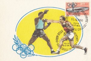 Boxing Olympic Games Postcard Vintage 1960 First Day Cover