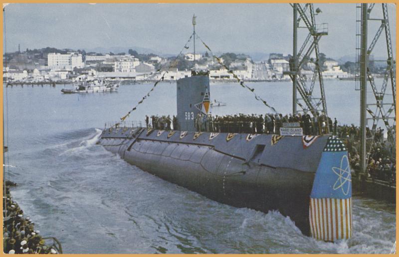 USS Sargo (SSN-583) takes to the water at Mare Island Navy shipyard, Vallejo, CA