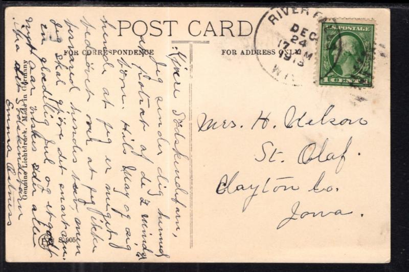 Christmas Greetings Bell Holly Scene