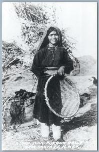 SAN JUAN PUEBLO INDIAN BELLE near SANTA FE N.M. VINTAGE REAL PHOTO POSTCARD RPPC