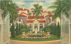 Miami Beach VillageFlorida FL Linen Postcard Unused