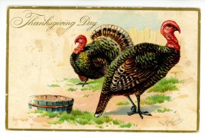 Greeting - Thanksgiving. Artist: R.J.Wealthy   (Tuck Series 123; stains)