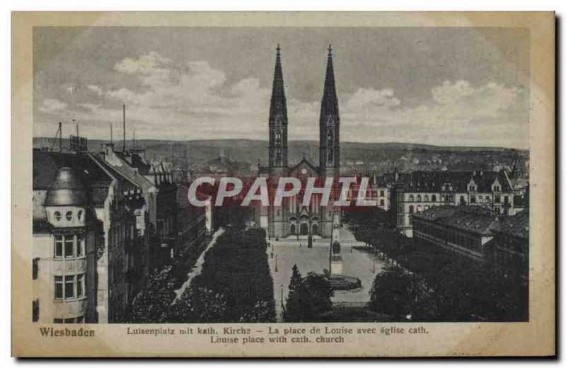 Postcard Old Wiesbande Luisenplatz Kath Kirche