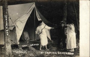 Lake Keuka New York Women Being Silly Crossdressing Camping c1910 RPPC