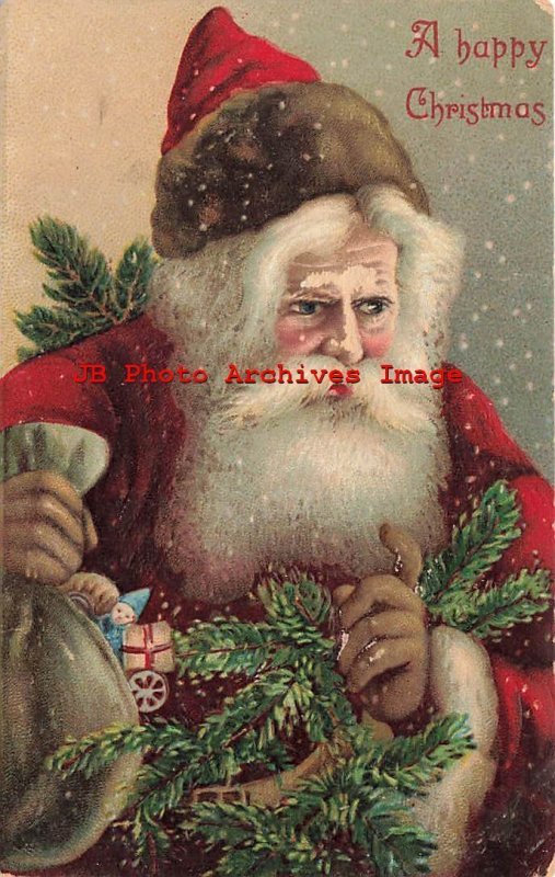 Christmas, Unknown No 259, Red Robe Santa Holding Sack of toys 