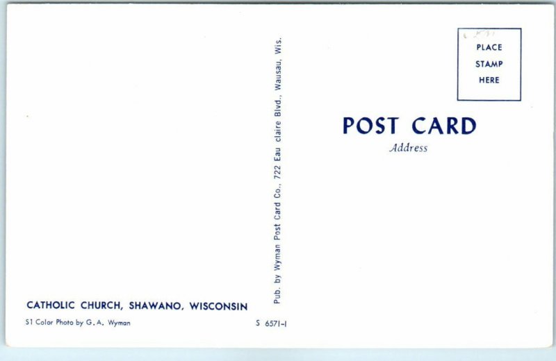 Postcard - Catholic Church - Shawano, Wisconsin